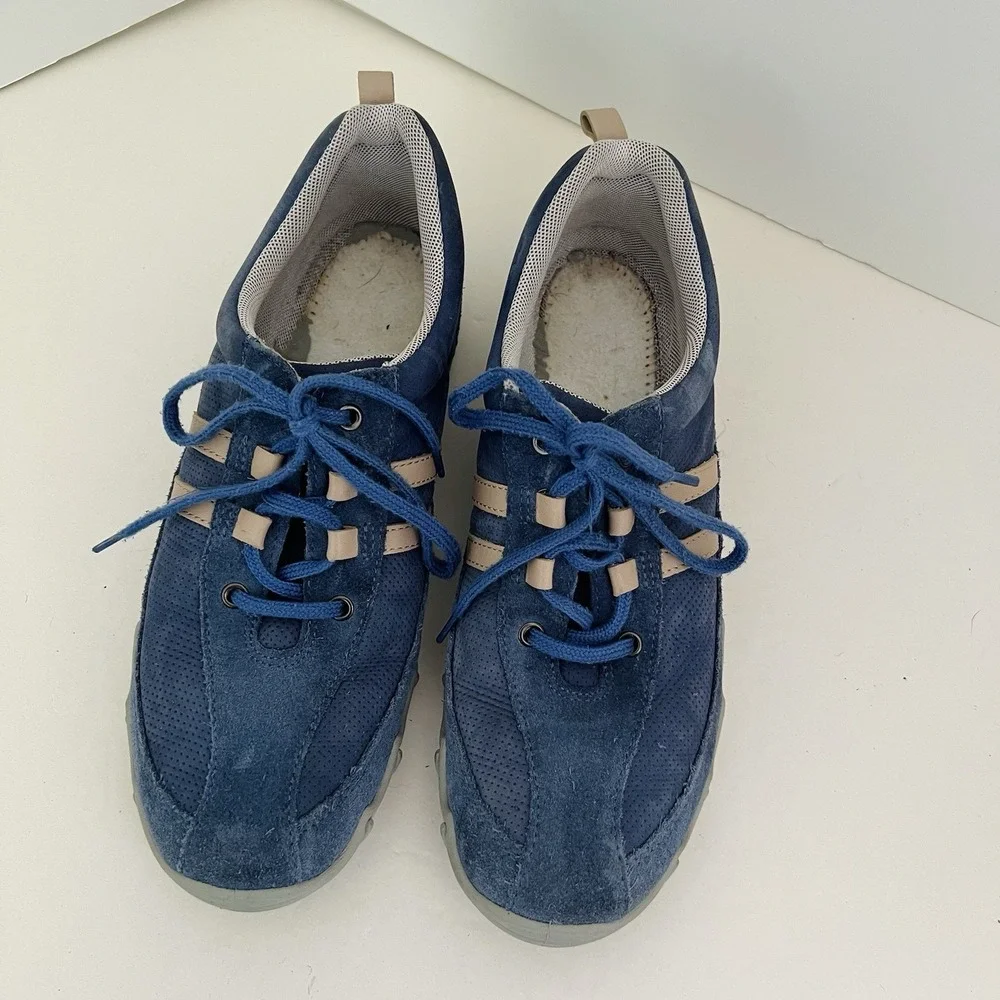 Hotter Leanne Suede Leather Blue Comfort Concept Womens Walking Shoes | Size 9